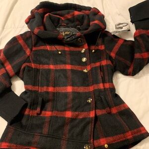 Baby Phat Red and Black Checkered Teddy Jacket
